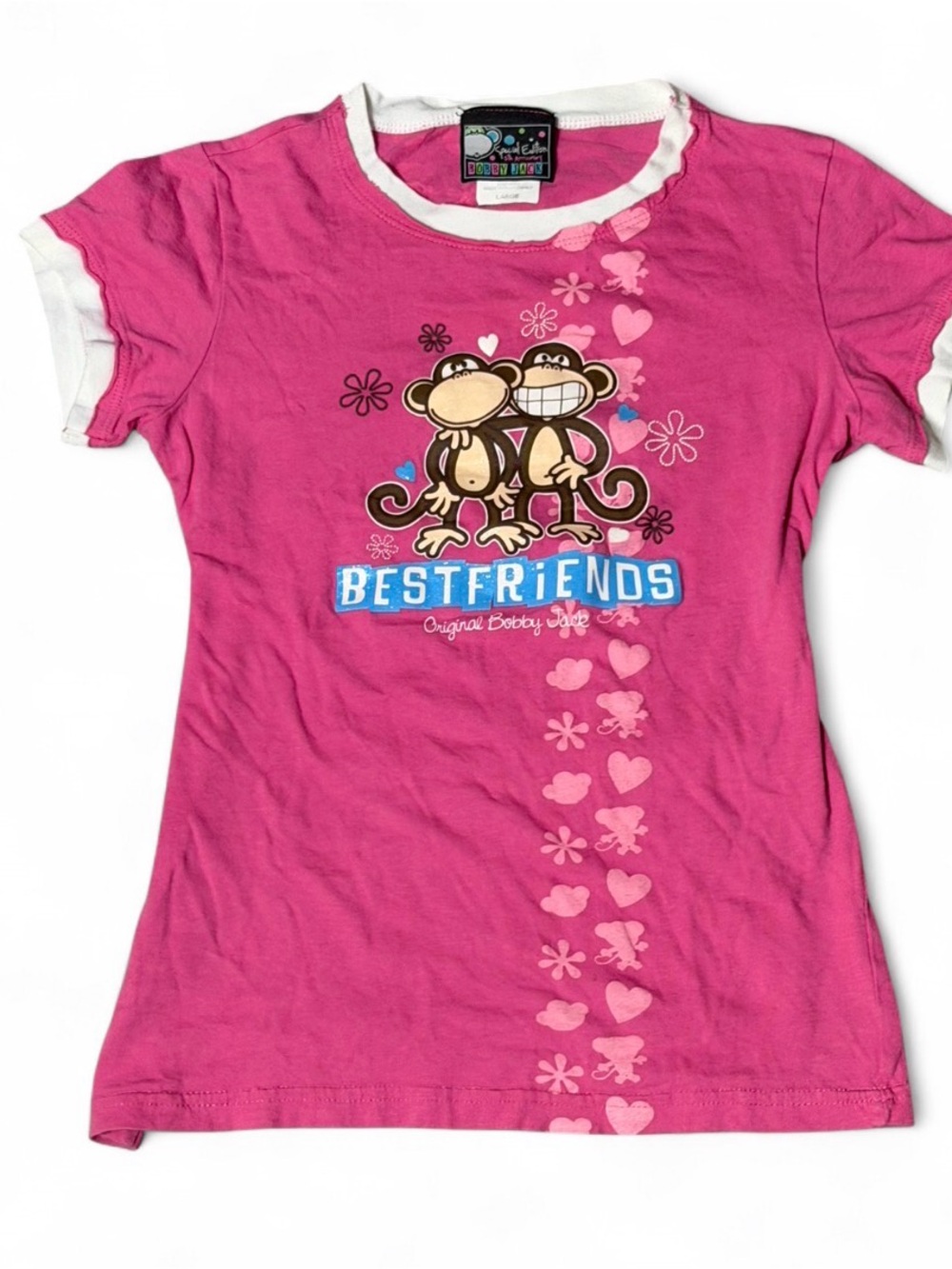 Y2K Bobby Jack “Best Friends 4 Ever” Glitter Logo Baby Tee
